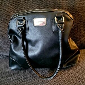 NINE WEST Black Satchel with Tan Stitching
